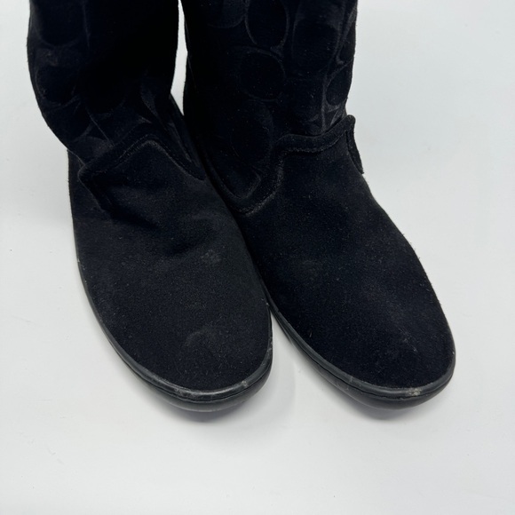 Coach Black Logo Suede Leather Winter Boots - Picture 10 of 12